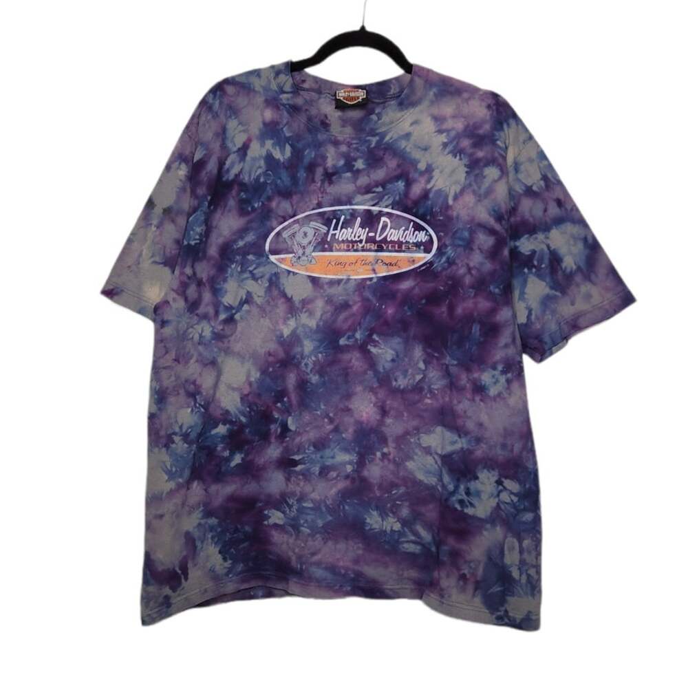 Vintage Harley Davidson Custom Ice Tie Dye Shirt XL Art Biker Earth TOnes VTG